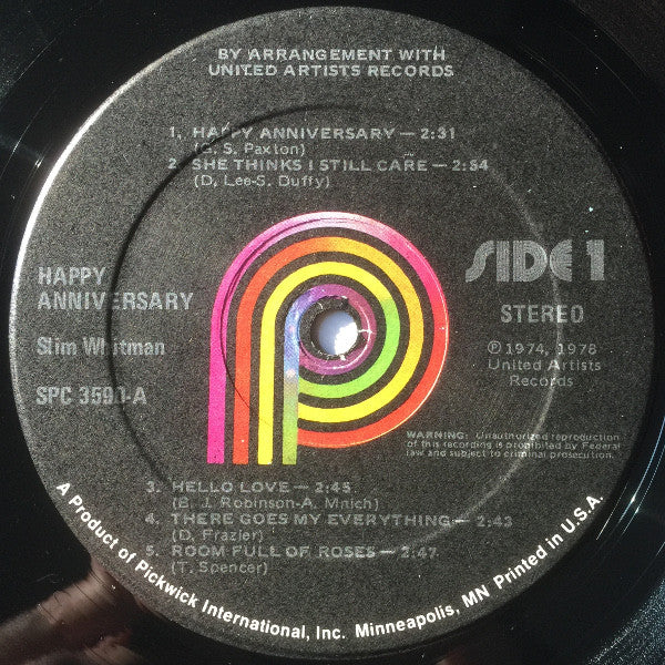 Slim Whitman : Happy Anniversary (LP, Comp)