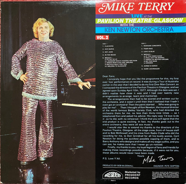 Mike Terry (7) With The Ken Newton Orchestra : Live At The Pavilion Theatre - Glasgow Vol.2 (LP)