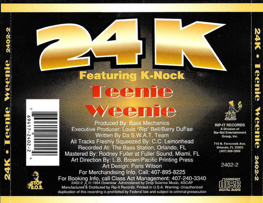 24K* Featuring K-Nock : Teenie Weenie (CD, Single)