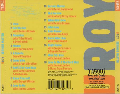 U Roy* : Serious Matter (CD, Album)