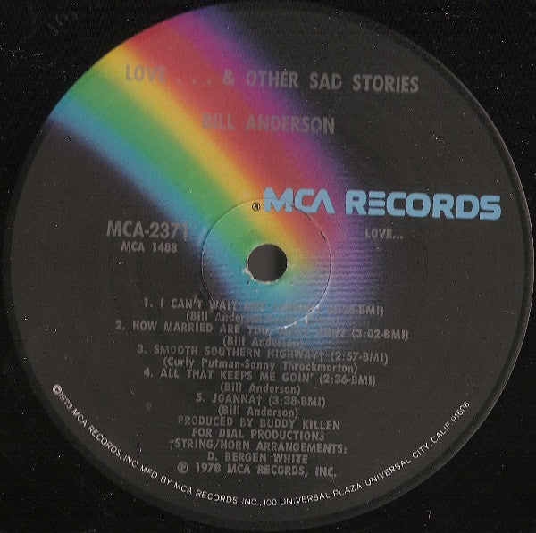 Bill Anderson (2) : Love... & Other Sad Stories (LP, Album)