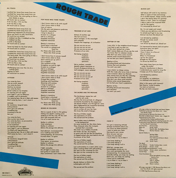 Rough Trade : For Those Who Think Young (LP, Album, Mon)