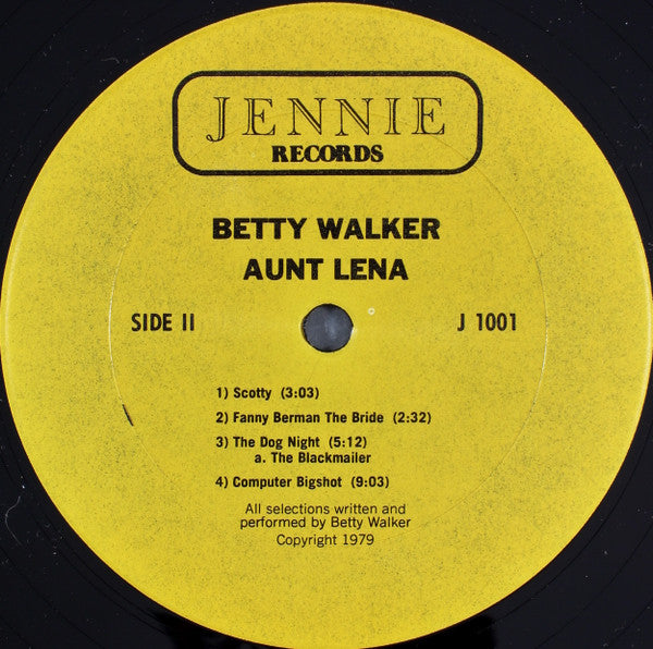 Betty Walker : Presents : Aunt Lena And Her Entire Family Circle - Everyone Knows An Aunt Lena (LP)