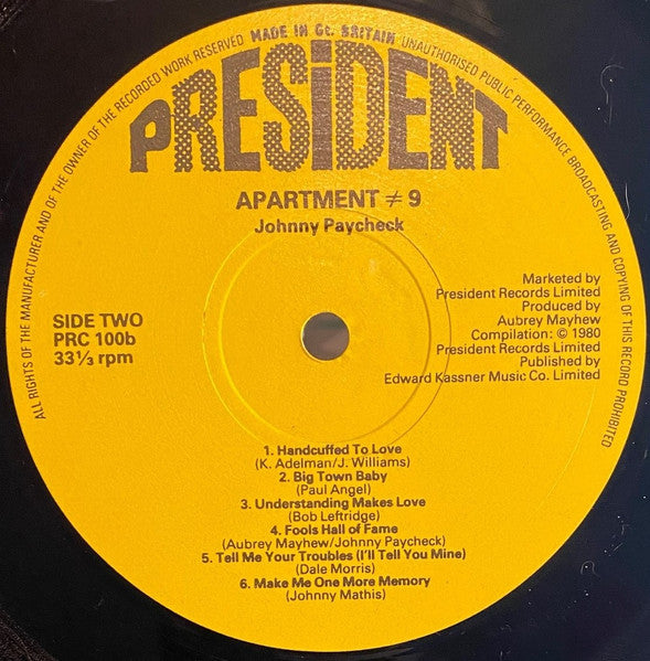 Johnny Paycheck : Apartment No. 9 (LP, Comp)