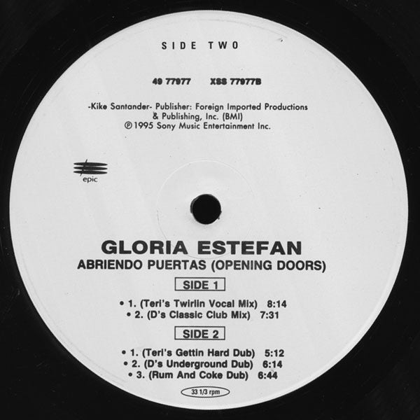Gloria Estefan : Abriendo Puertas (12", Single)