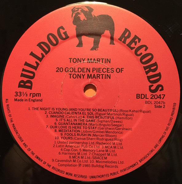 Tony Martin (3) : 20 Golden Pieces Of Tony Martin (LP, Comp)