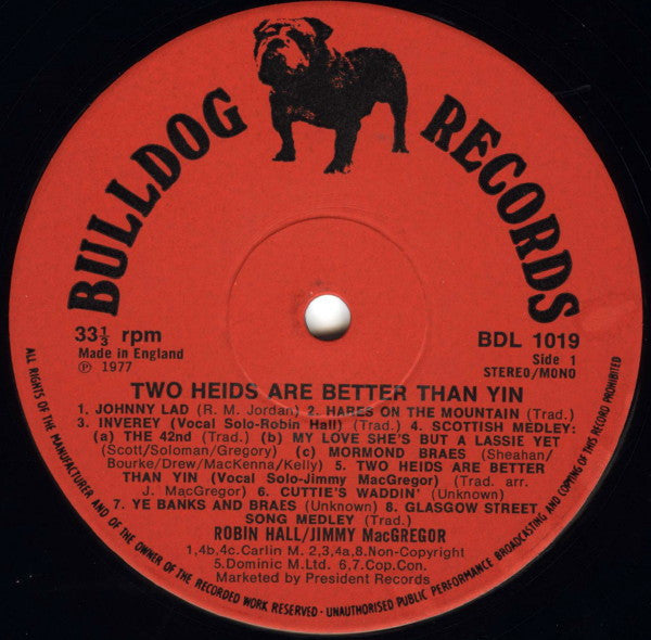 Robin Hall / Jimmie MacGregor* : Two Heids Are Better Than Yin - Folksongs Of Scotland And Ireland (LP)