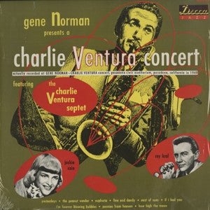 Gene Norman Presents Charlie Ventura Featuring The Charlie Ventura Septet, Jackie Cain, Roy Kral* : Gene Norman Presents A Charlie Ventura Concert (LP, Album, Mono, RE)