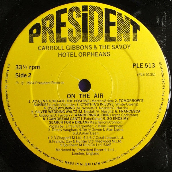 Carroll Gibbons And The Savoy Hotel Orpheans* : On The Air (LP, Album)