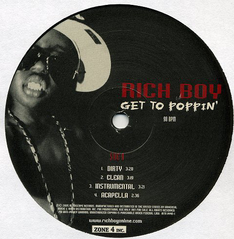 Rich Boy : Get To Poppin' (12", Promo)