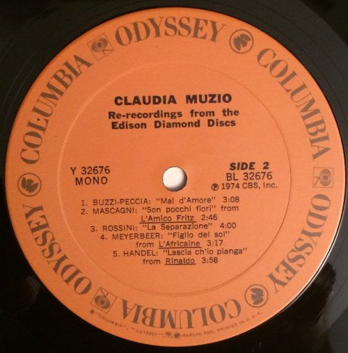 Claudia Muzio : Claudia Muzio / 1889-1936 / Arias From La Forza Del Destino • I Pagliacci • Zaza • L'Amico Fritz • L'Africaine • Rinaldo / Adriana Lecouvreur • Bianca E Fernando • Paride E Elena • Songs By Rossini And Buzzi-Peccia / From The Edison Diamon (LP, Comp, Mono)
