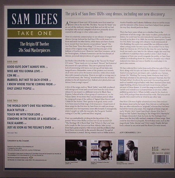 Sam Dees : Take One (The Origin Of Twelve 70s Soul Masterpieces) (LP, Comp, Mono)