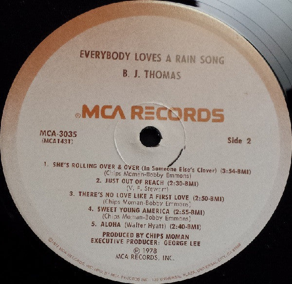 B.J. Thomas : Everybody Loves A Rain Song (LP, Album, RE)
