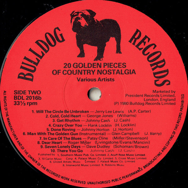Various : 20 Golden Pieces Of Country Nostalgia (LP, Comp)