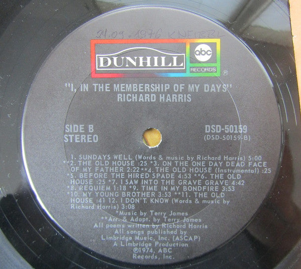 Richard Harris : I, In The Membership Of My Days (LP, Gat)