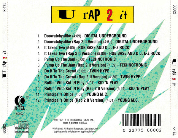 Various : U Rap 2 It (CD, Comp)