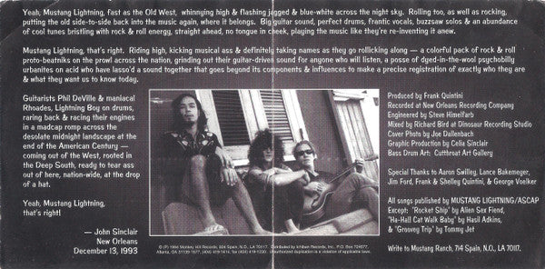 Mustang Lightning : Mustang Lightning (CD, Album)