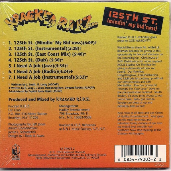 Kracked R.I.B.Z. : 125th Street (Mindin' My Bid'ness) (CD, Maxi)