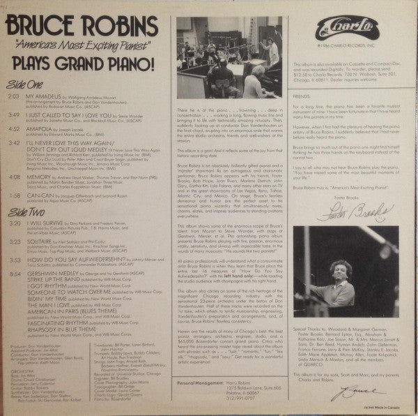 Bruce Robins (2) : Bruce Robins "America's Most Exciting Pianist" Plays Grand Piano (LP, Album)