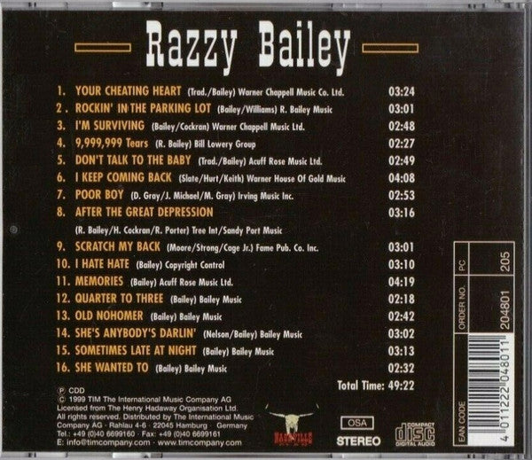 Razzy Bailey : Your Cheating Heart (CD, Album)