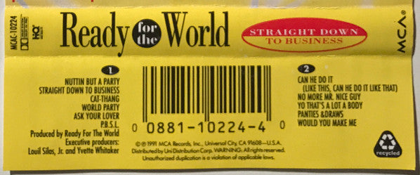 Ready For The World : Straight Down To Business (Cass, Album)