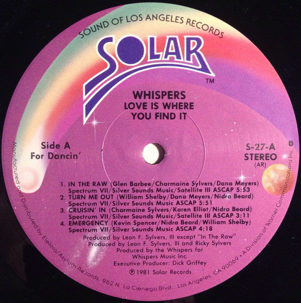 Whispers* : Love Is Where You Find It (LP, Album, AR,)