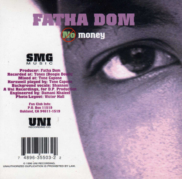 Fatha Dom* : No Money (CD, Single)