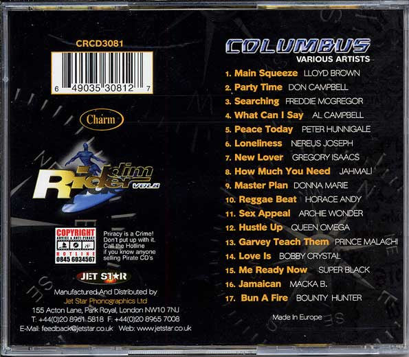 Various : Riddim Rider Vol. 8 - Columbus (CD, Comp)
