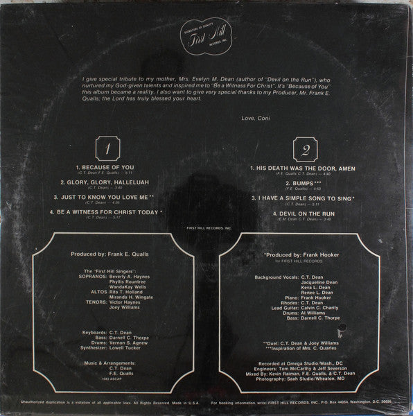 Constance T. Dean : Because Of You (LP)