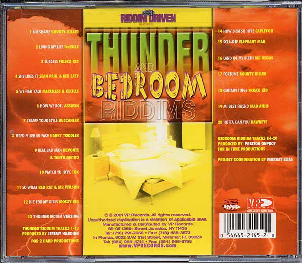 Various : Thunder And Bedroom Riddims (CD, Comp)