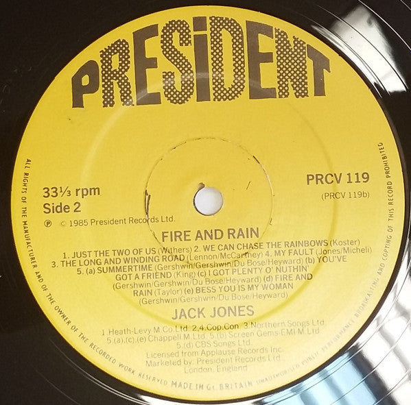 Jack Jones : Fire & Rain (LP, Album)