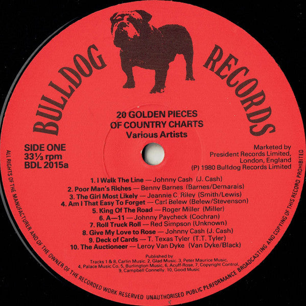 Various : 20 Golden Pieces Of Country Charts (LP, Comp)
