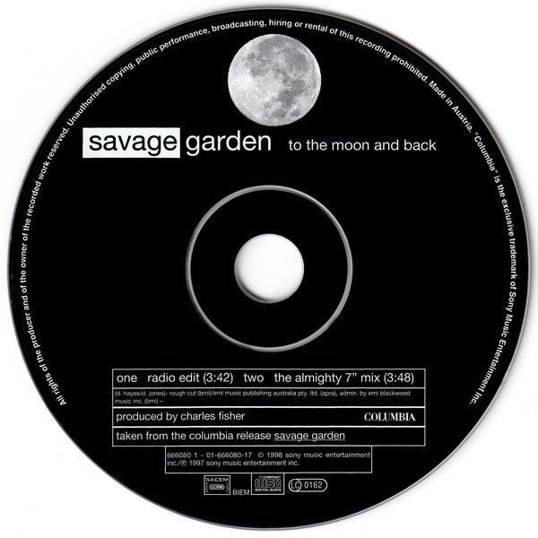 Savage Garden : To The Moon And Back (CD, Single)