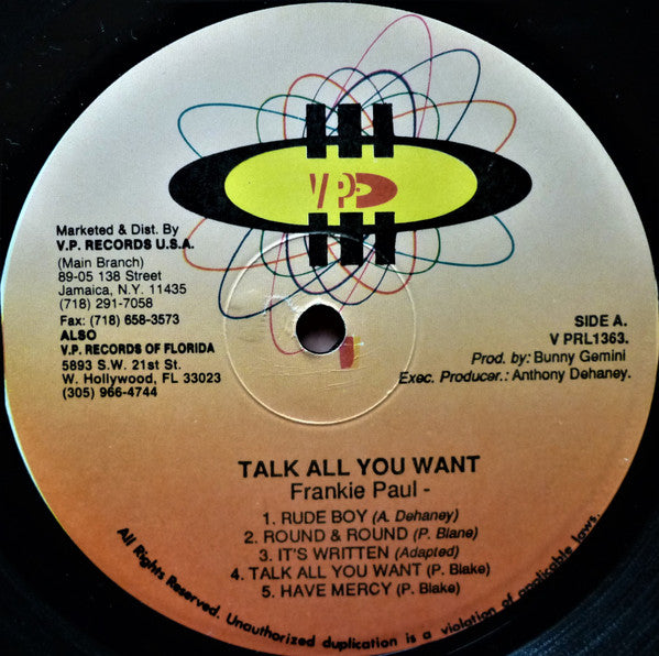 Frankie Paul : Talk All You Want  (LP, Album)