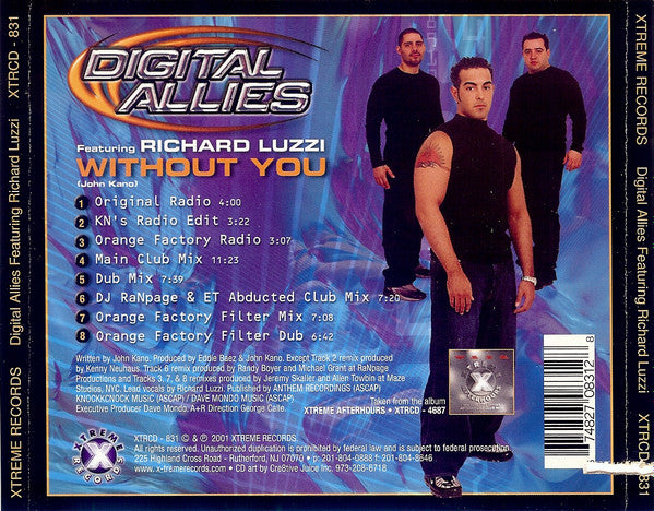 Digital Allies Featuring Richard Luzzi : Without You (CD, Maxi)