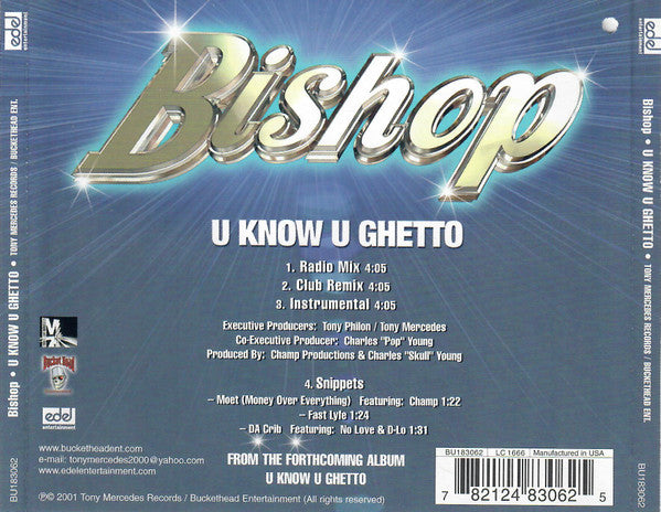 Bishop (24) : U Know U Ghetto (CD, Single)