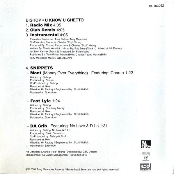 Bishop (24) : U Know U Ghetto (CD, Single)