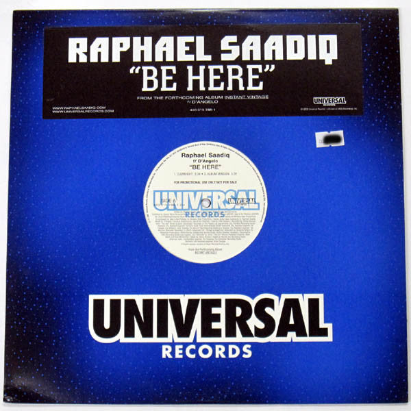 Raphael Saadiq F/ D'Angelo : Be Here (12", Single, Promo)