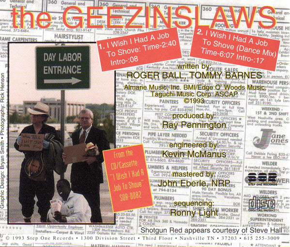 The Geezinslaws : I Wish I Had A Job To Shove (CD, Single)