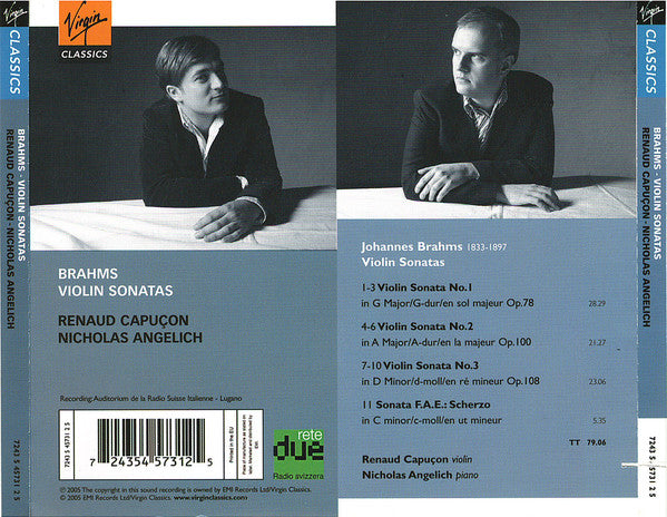 Johannes Brahms - Renaud Capuçon, Nicholas Angelich : Violin Sonatas 1-3 (CD)