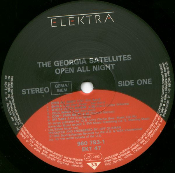 The Georgia Satellites : Open All Night (LP, Album)