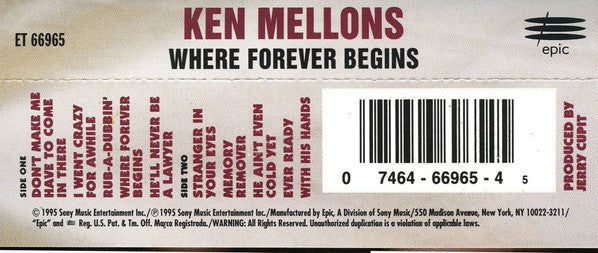 Ken Mellons : Where Forever Begins (Cass, Album)