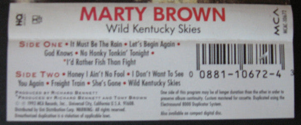 Marty Brown (3) : Wild Kentucky Skies (Cass, Album, DOL)
