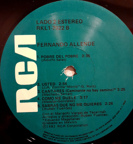 Fernando Allende con el Mariachi Vargas de Tecalitlán : Fernando Allende (LP, Album)