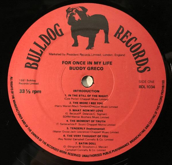 Buddy Greco : For Once In My Life (LP, Album)