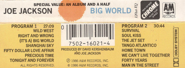 Joe Jackson : Big World (Cass, Album, Dol)