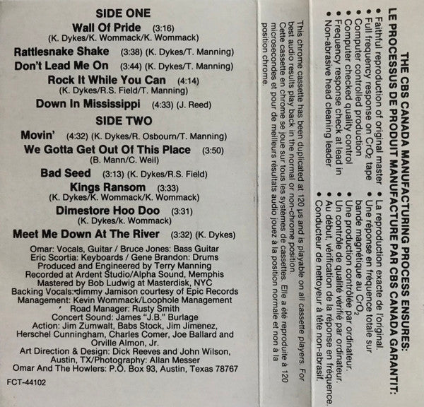 Omar And The Howlers : Wall Of Pride (Cass, Album)