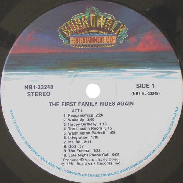 Earle Doud Presents Rich Little With Melanie Chartoff ~ Michael Richards (3) ~ Shelley Hack ~ Jenilee Harrison ~ Bonzo (9) And Vaughn Meader : The First Family Rides Again (LP, Album, Gol)