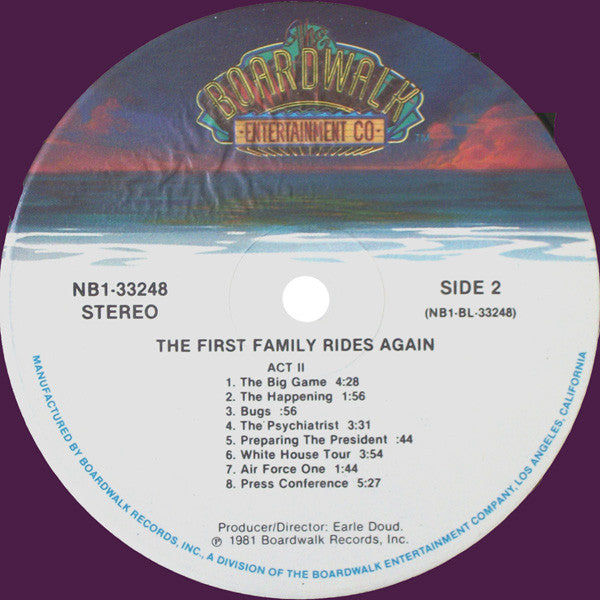 Earle Doud Presents Rich Little With Melanie Chartoff ~ Michael Richards (3) ~ Shelley Hack ~ Jenilee Harrison ~ Bonzo (9) And Vaughn Meader : The First Family Rides Again (LP, Album, Gol)