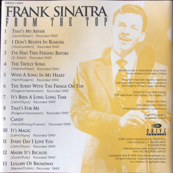 Frank Sinatra : From The Top (CD, Comp)